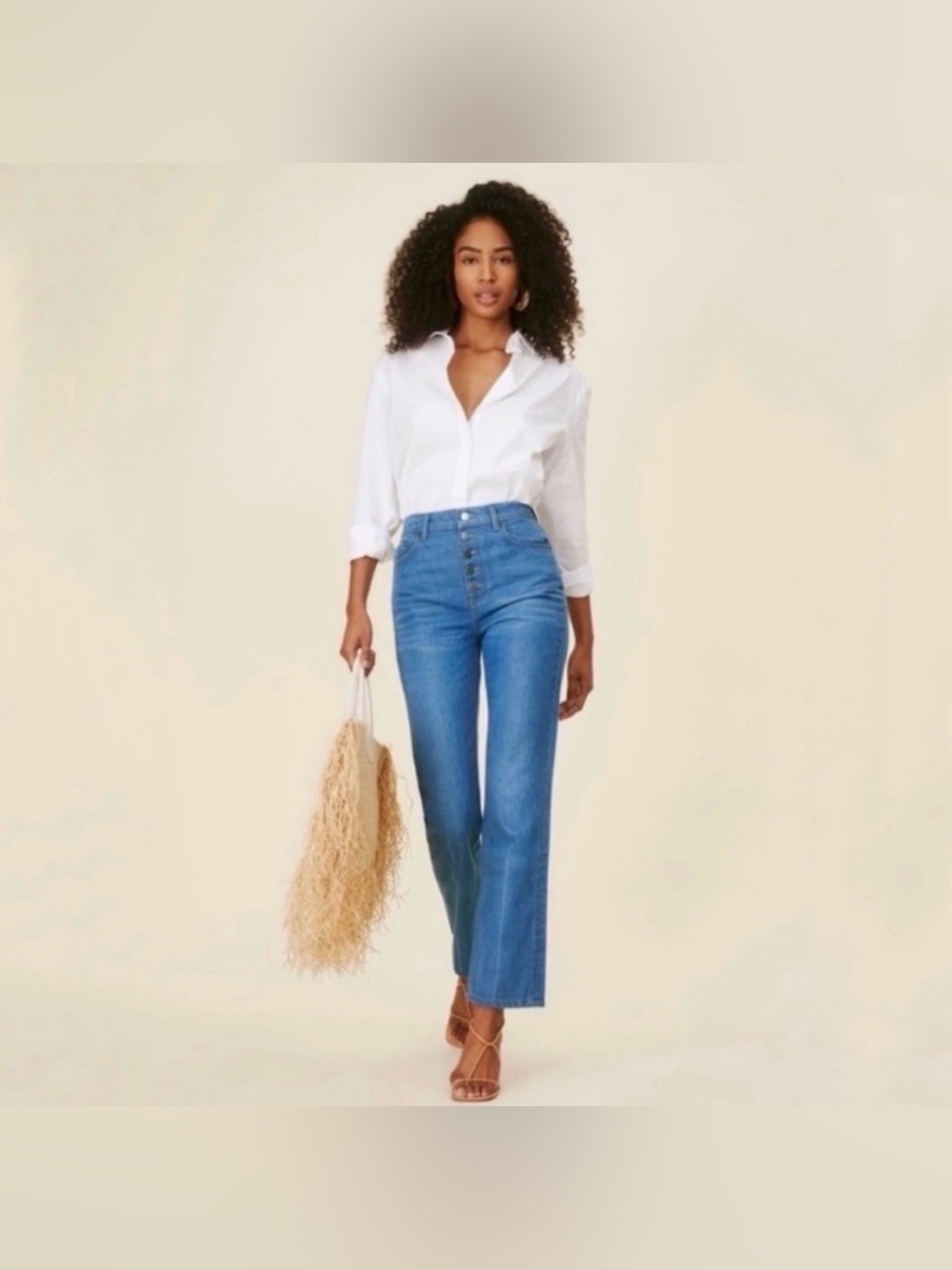 Reformation Jeans Cynthia Button Fly High Rise Straight Jeans Size 28